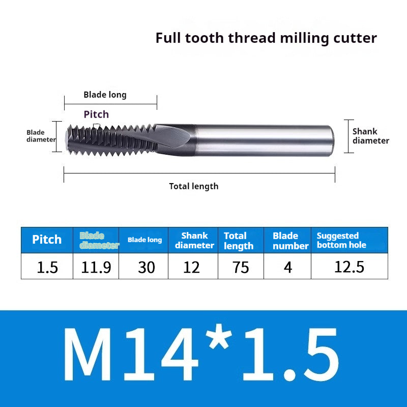 2034-65° three-tooth thread milling cutter, tungsten steel alloy end mill, tooth milling cutter, three-edged coating, M2M3M4M6 CNC cutter Shandong Denso Pricision Tools Co.,Ltd.